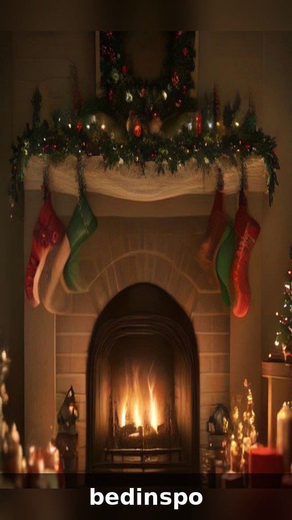 Classic Christmas garland with stockings hung on a mantel