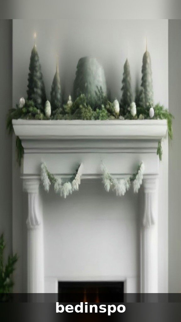 Minimalist eucalyptus garland draped over a Christmas mantel