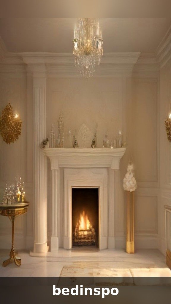 Elegant white and gold Christmas mantel decor