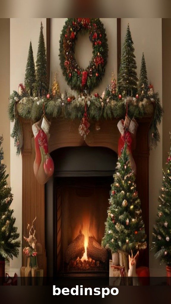 Bottle brush Christmas tree collection on a mantel
