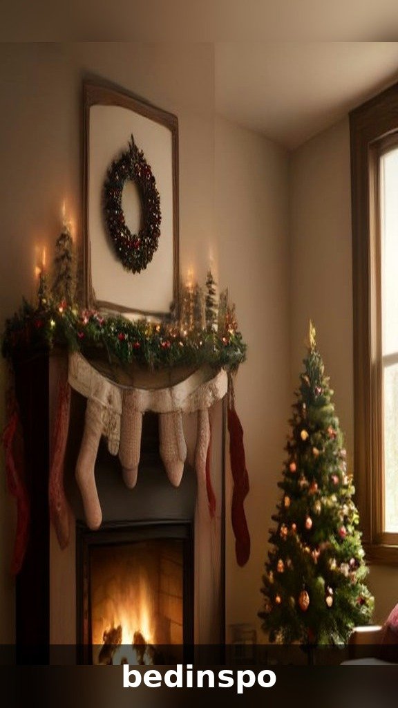 Family photo gallery styled on a Christmas mantel