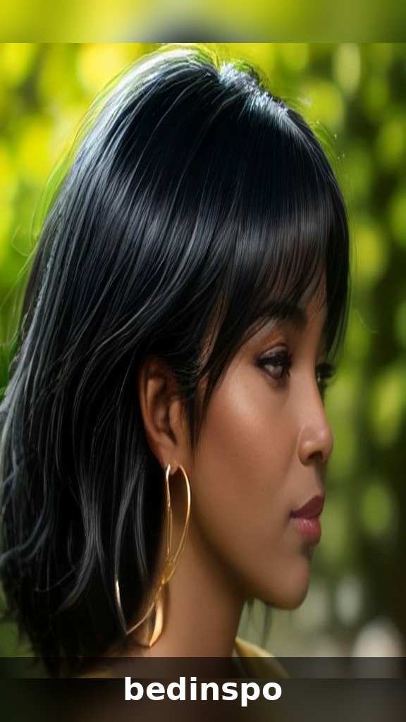 Black woman in her 50s with textured curly micro bob and silver streaks, side profile