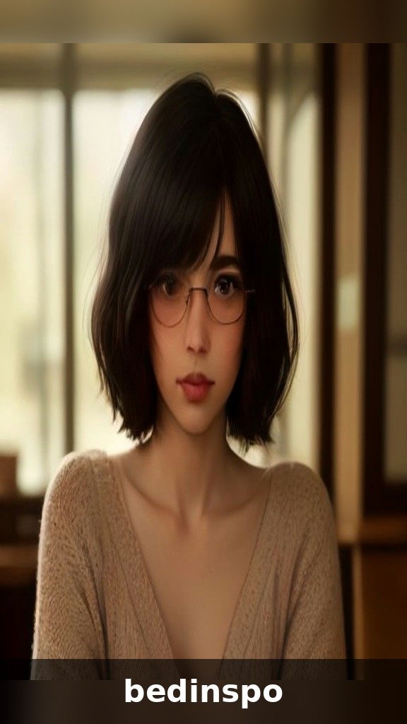 Young woman with freckles and round glasses, choppy micro bob with bangs