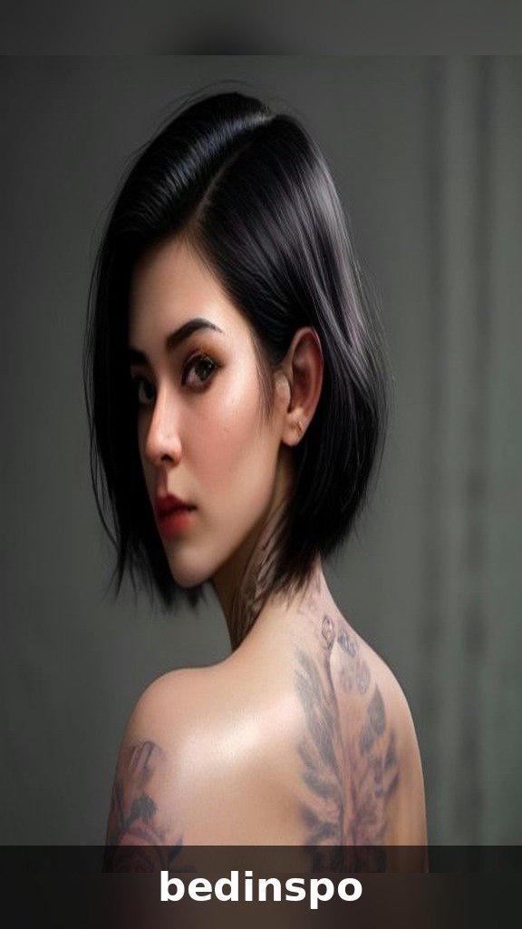 Over-shoulder shot revealing undercut nape beneath a textured micro bob