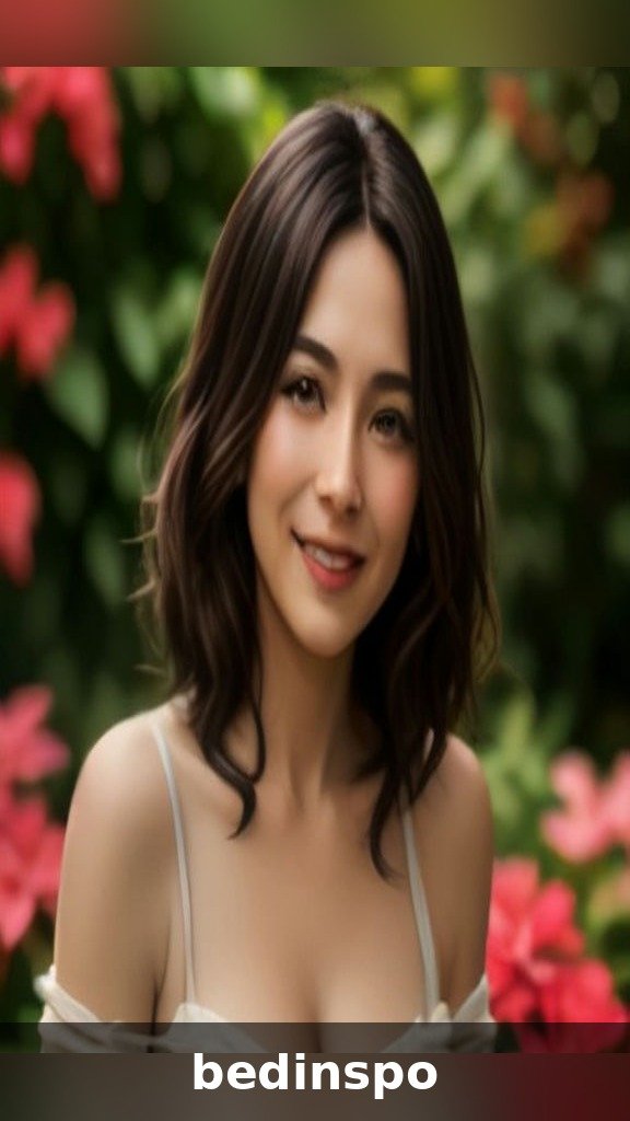 Latina woman in her 40s with soft mocha balayage hair in a garden