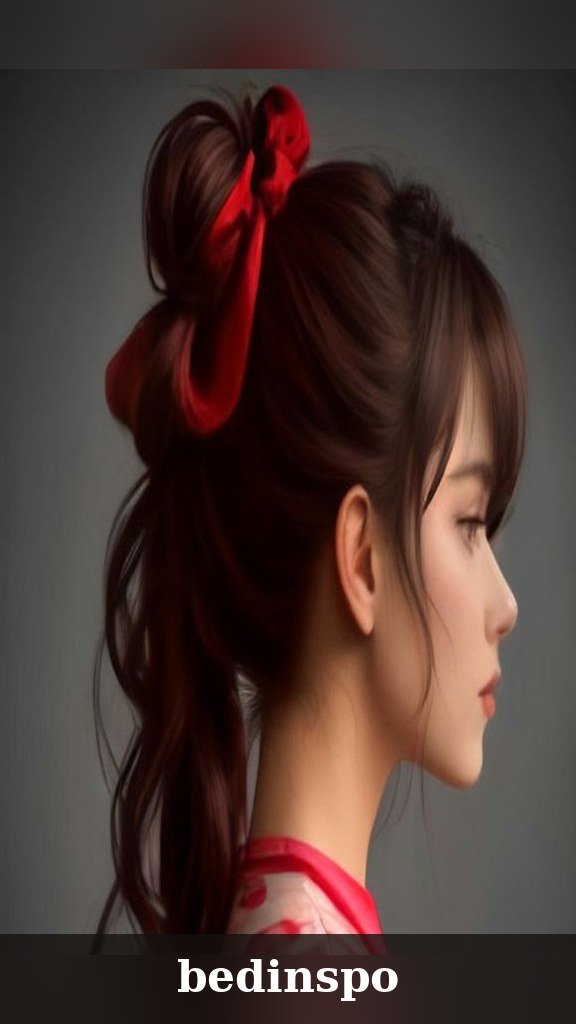 5. Messy Bun with Oversized Velvet Bow