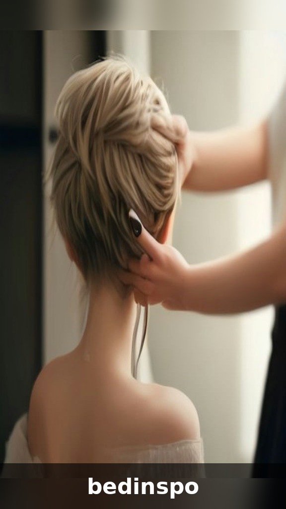 Stylist point-cutting a wispy pixie haircut in a salon