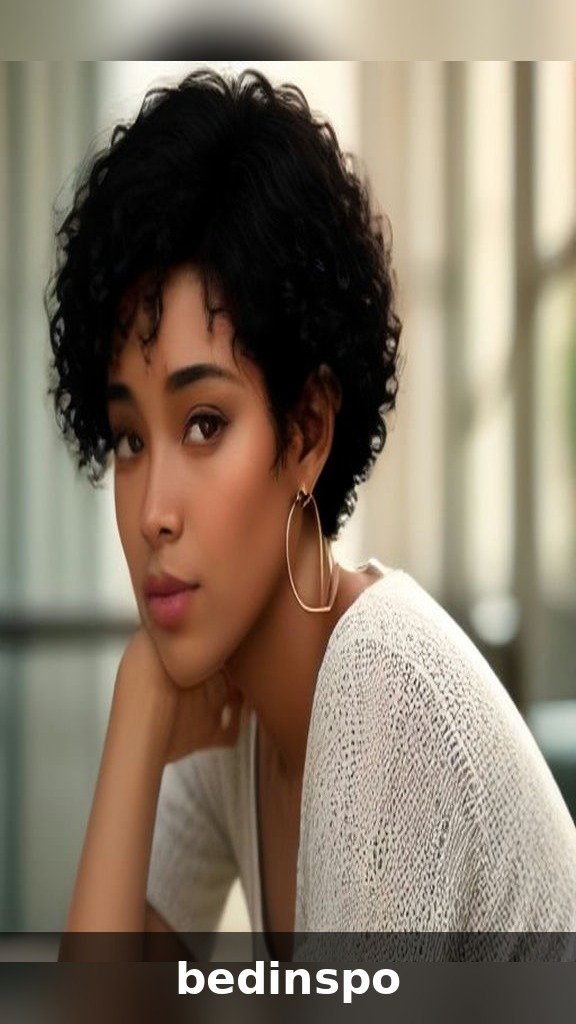 Curly wispy pixie haircut with defined natural curls