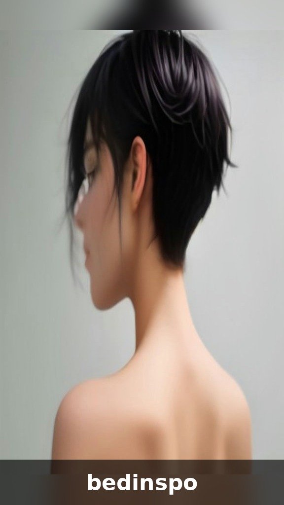 Wispy pixie haircut with hidden undercut at the nape, back view